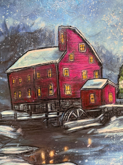 Winter Gleam at the Crimson Mill XXXL Original
