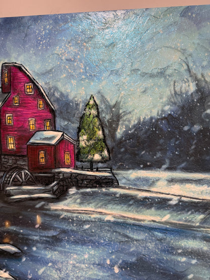Winter Gleam at the Crimson Mill XXXL Original
